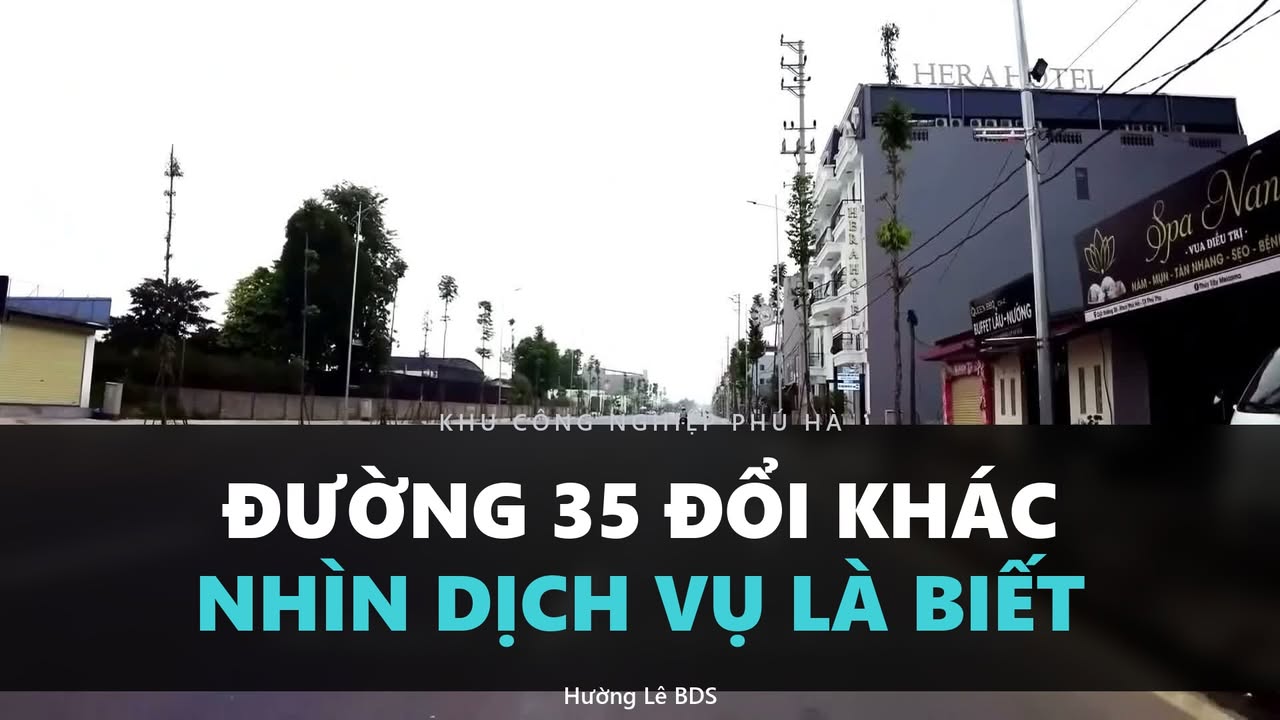 Dãy nhà và hàng quán dọc đường 35 cạnh Khu công nghiệp Phú Hà, ảnh bài Đường 35 đổi khác nhìn dịch vụ là biết